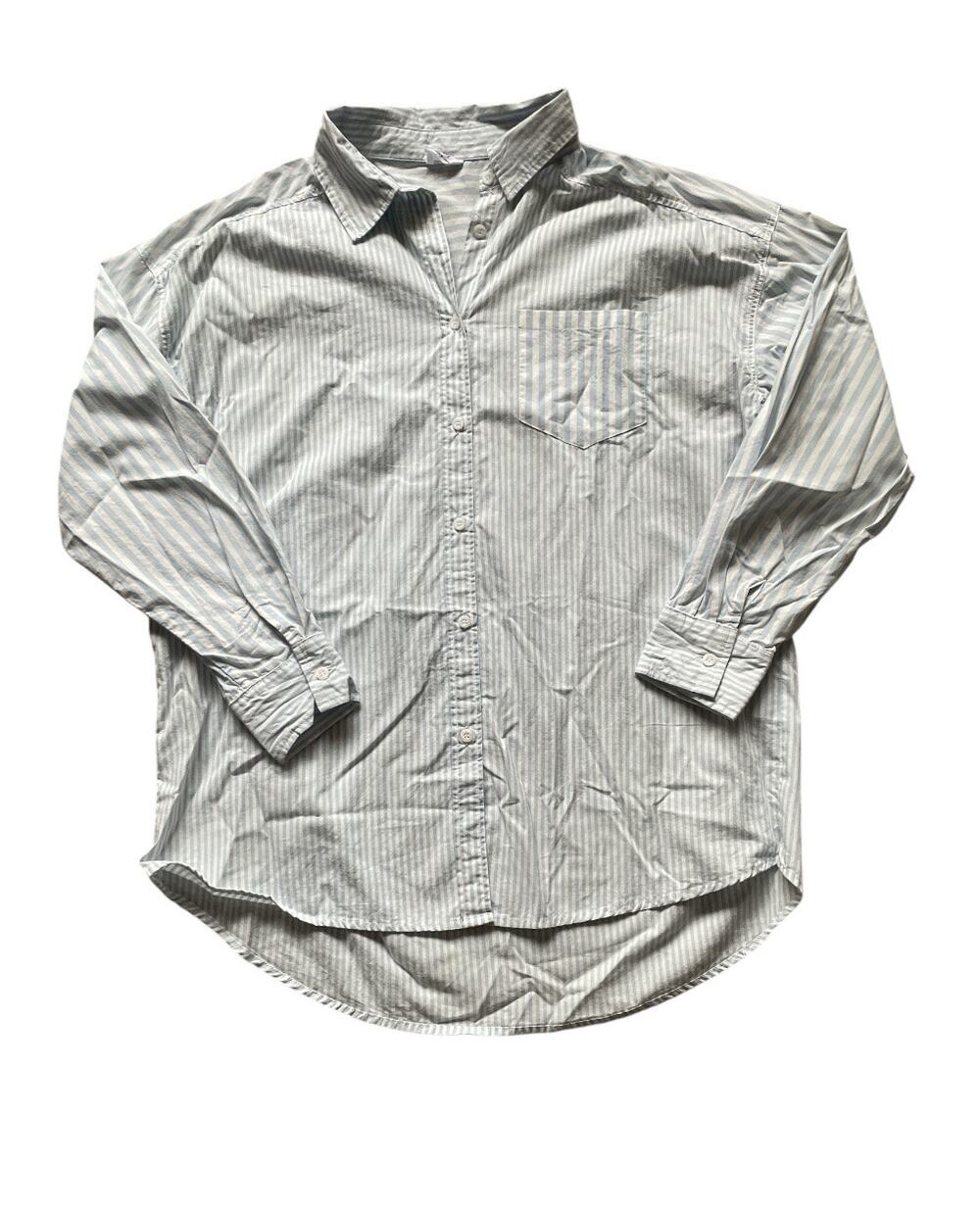 Cotton On Vertical Stripe Blue/White Button-down Oversized Women Sz XS Beach